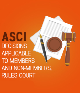 ASCI decisions applicable